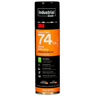 3M™ FOAM FAST SPRAY ADHESIVE 74CA, ORANGE, 24FL OZ non Ca FOAM FAST SPRAY, ADHESIVE, 74CA, LOW VOC <25%, ORANGE, 24FL OZ