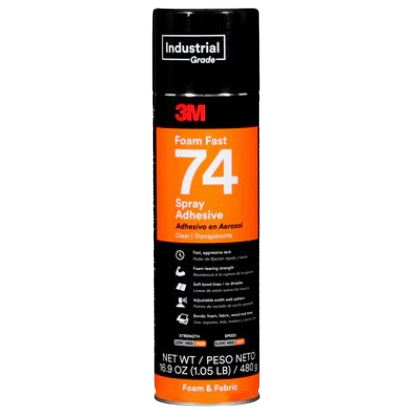 3M™ FOAM FAST SPRAY ADHESIVE 74CA, clear, 24FL OZ non Ca FOAM FAST SPRAY, ADHESIVE, 74, clear,  24FL OZ