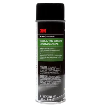 3M™ General Trim Adhesive, 08088  3m general trim adhesive 08088 automotive repairs restoration materials bond carpeting vinyl fabric plastic metal impervious surfaces high-strength heat water resistance clear-drying aerosol easy application clear color general trim adhesive trim adhesive Spray adhesive General trim Aerosol adhesive